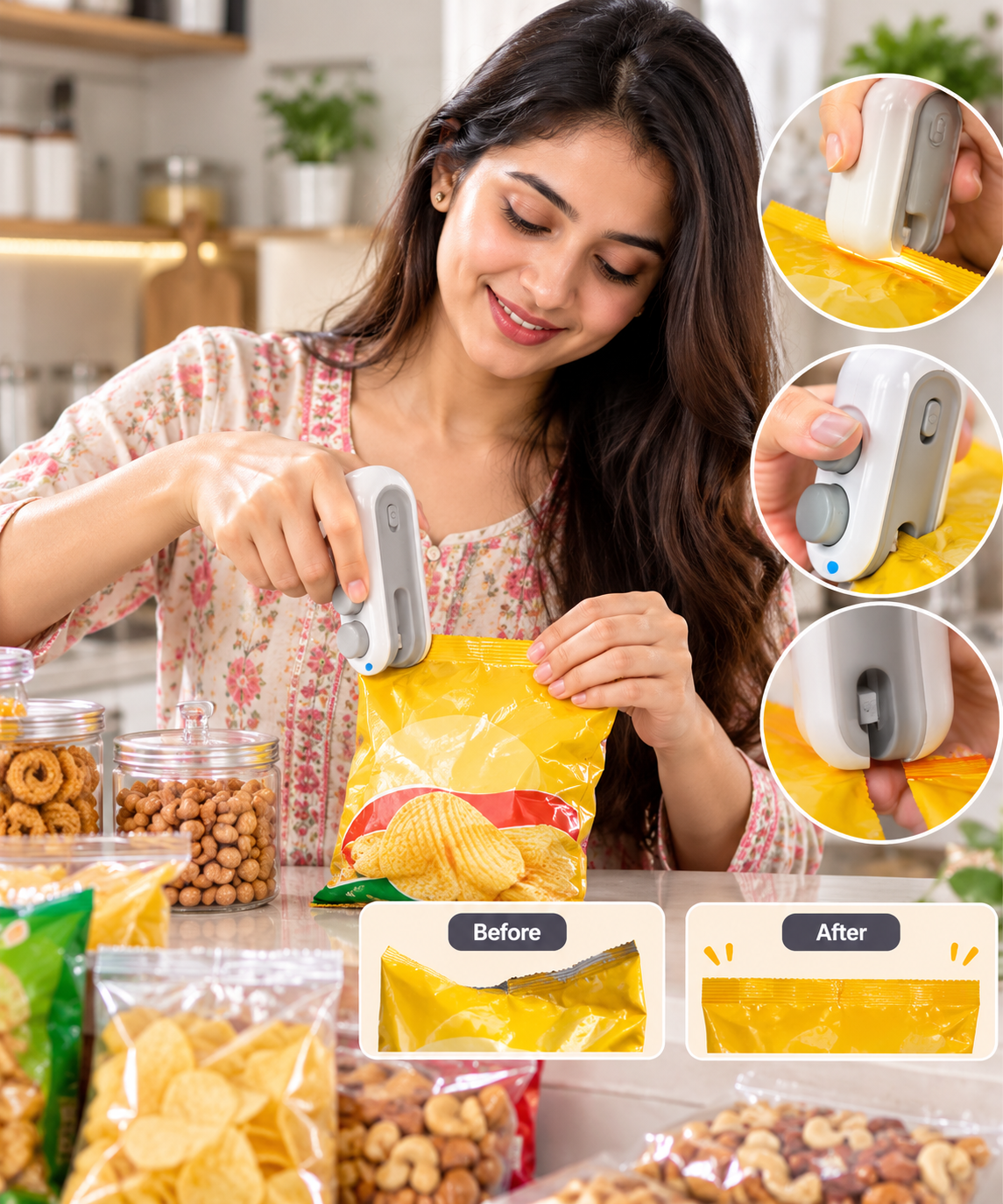 InstantSeal™ 2-in-1 Rechargeable Bag Sealer & Cutter with LED Display | Keep Food Fresh Longer | Matriva