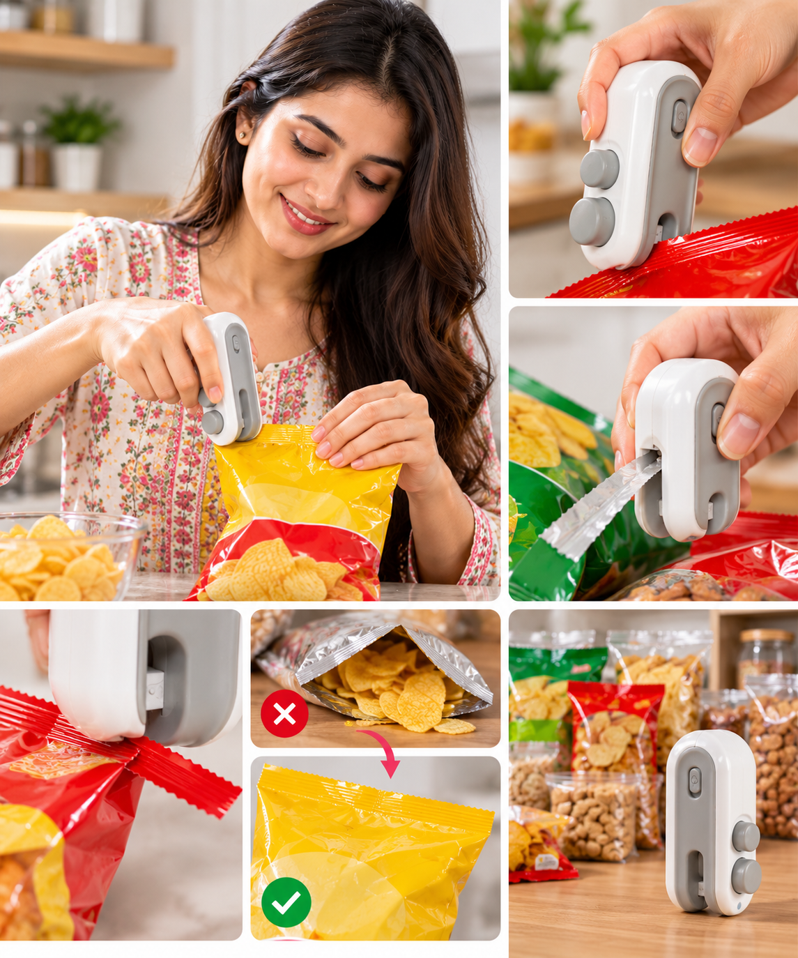 InstantSeal™ 2-in-1 Rechargeable Bag Sealer & Cutter with LED Display | Keep Food Fresh Longer | Matriva